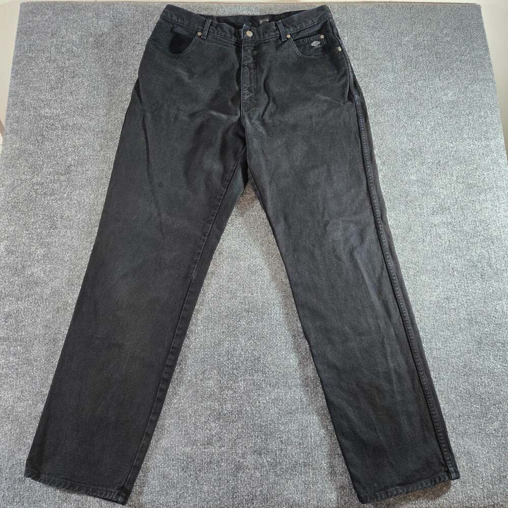 Vintage Harley Davidson Jeans Mens 38x34 Black Traditional Fit Denim Biker Rider